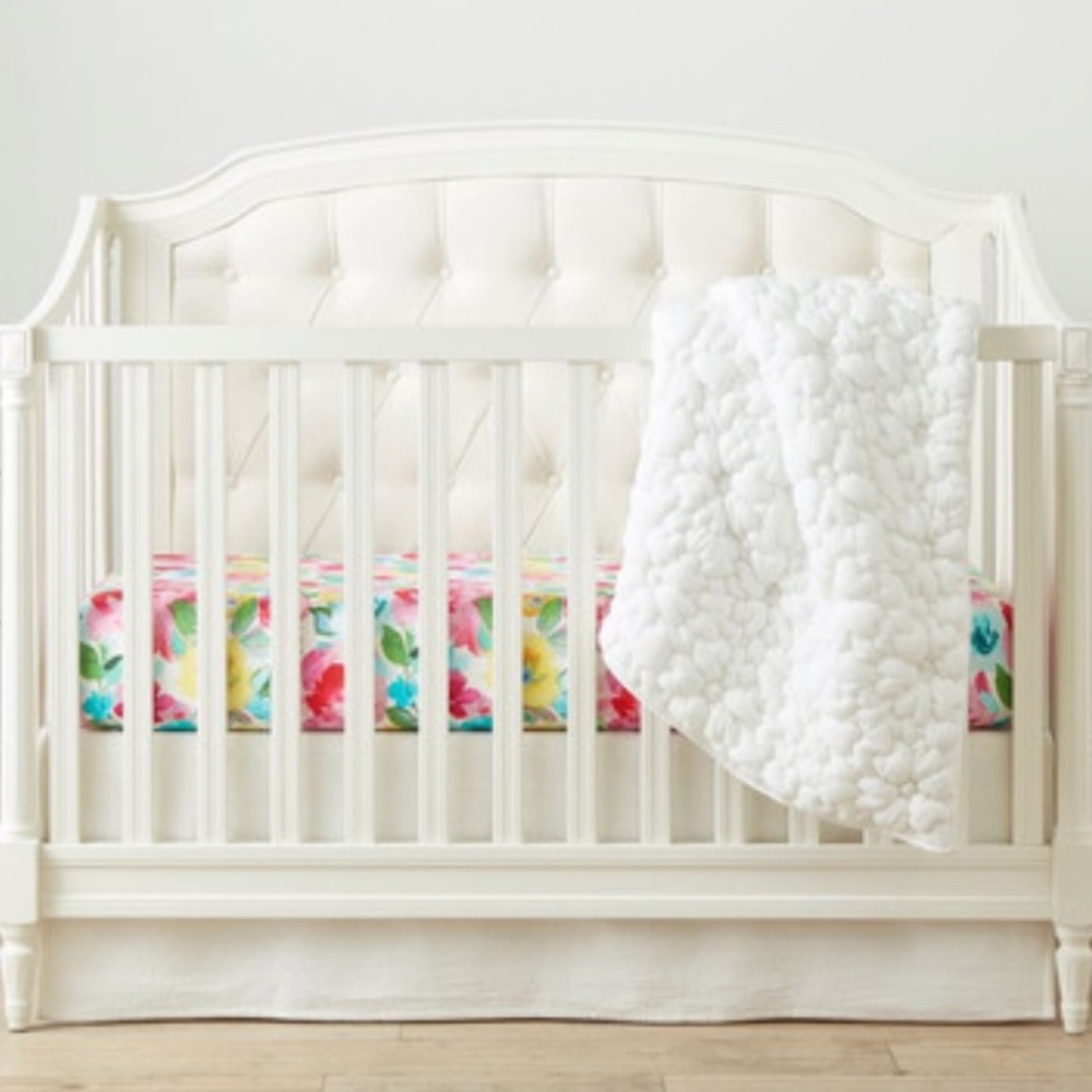 PB Kids Floral Crib Sheet Organic Cotton Hope Flowers Tracy Reese Bouquet NWT - Picture 2 of 6